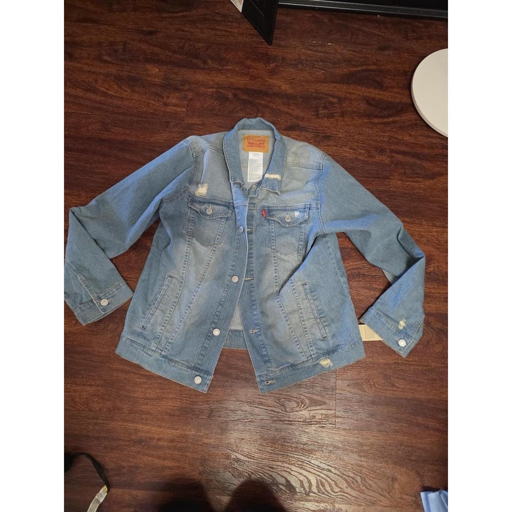 Levi's Youth XL Distressed Denim Trucker Jacket NWT Women's XS S Oversized